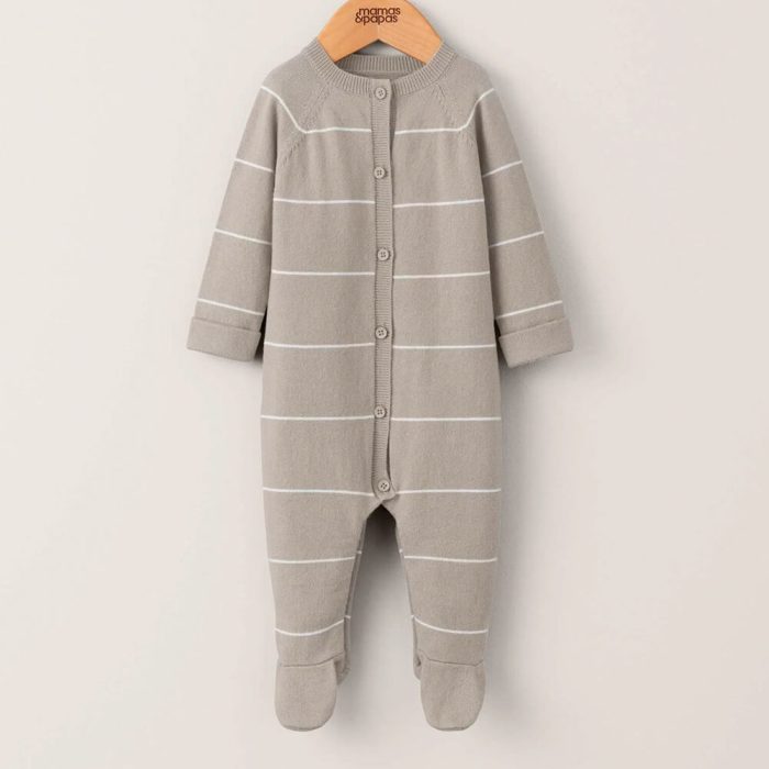 Stripe Knitted Wrap Over All in One